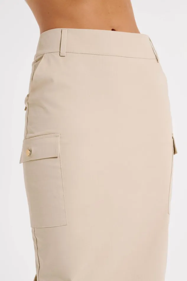 Meshki Skirts Lorna Mid Rise Cargo Skirt 8211 Stone Stone 8211 Women