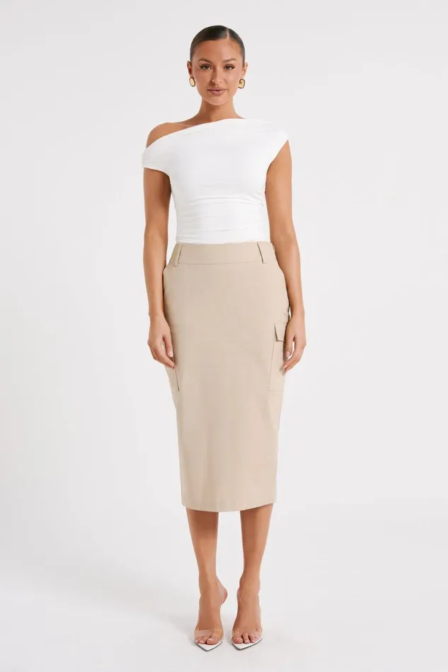 Meshki Skirts Lorna Mid Rise Cargo Skirt 8211 Stone Stone 8211 Women