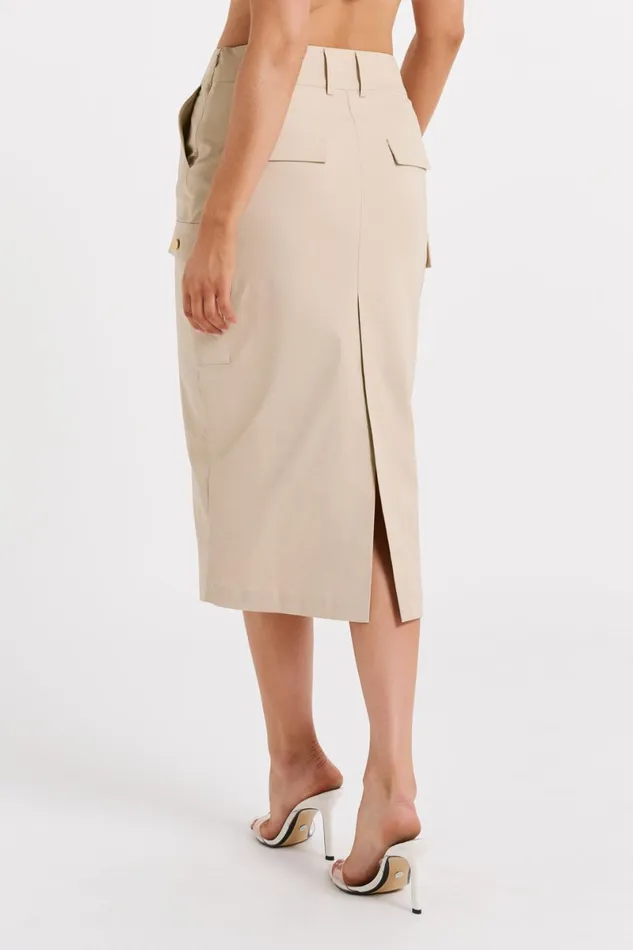 Meshki Skirts Lorna Mid Rise Cargo Skirt 8211 Stone Stone 8211 Women