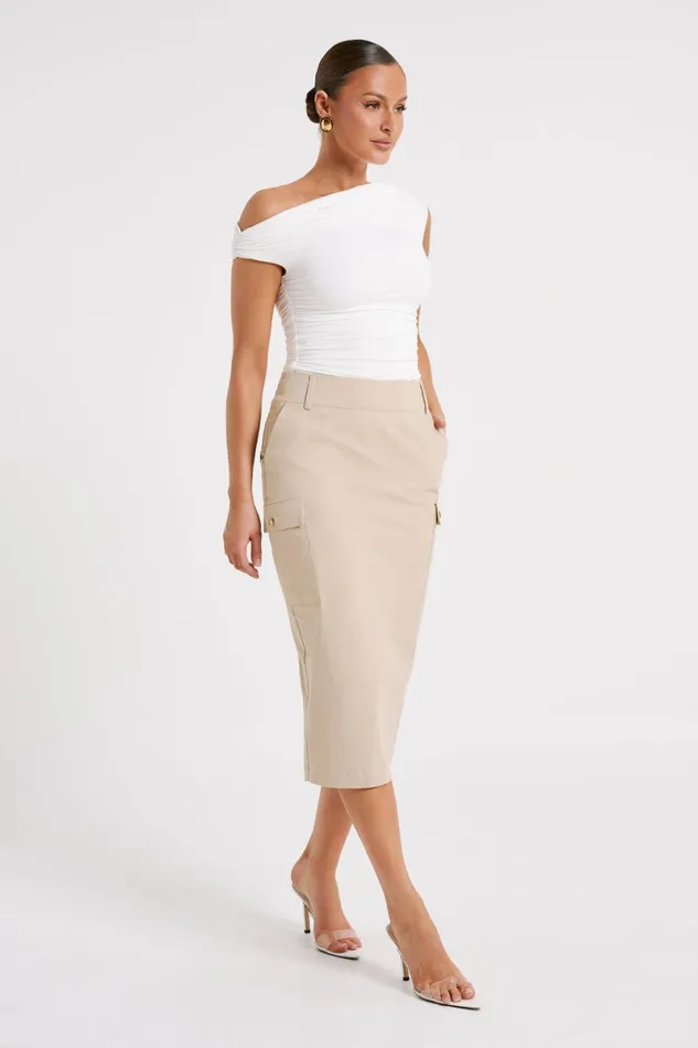 Meshki Skirts Lorna Mid Rise Cargo Skirt 8211 Stone Stone 8211 Women
