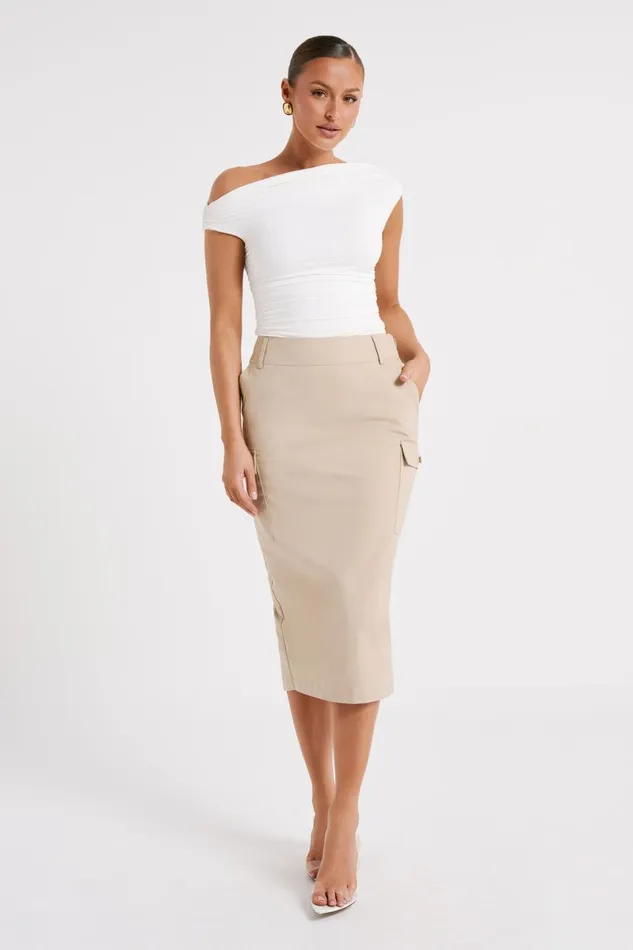Meshki Skirts Lorna Mid Rise Cargo Skirt 8211 Stone Stone 8211 Women