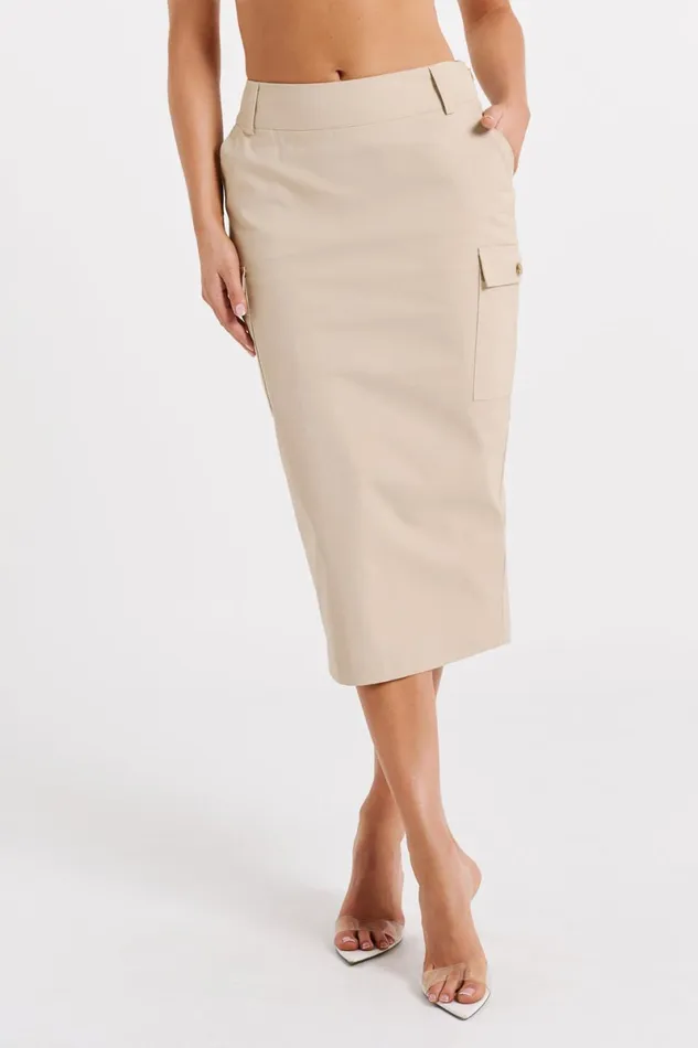 Meshki Skirts Lorna Mid Rise Cargo Skirt 8211 Stone Stone 8211 Women
