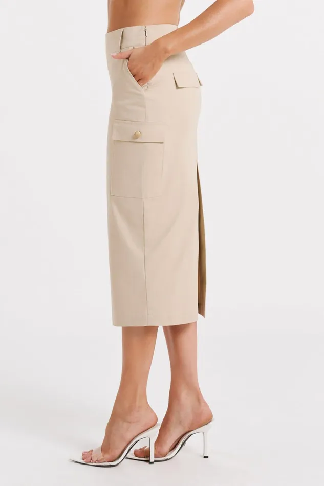 Meshki Skirts Lorna Mid Rise Cargo Skirt 8211 Stone Stone 8211 Women