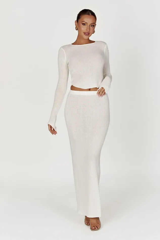 Meshki Skirts Maribelle Knit Maxi Skirt 8211 White White 8211 Women