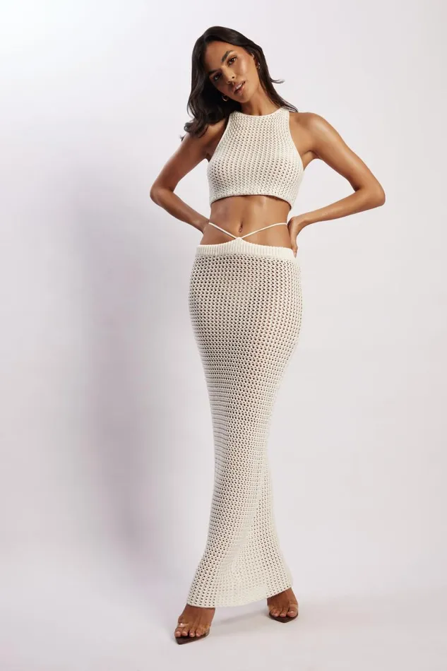 Meshki Skirts Raquel Crochet Maxi Skirt 8211 Cream Cream 8211 Women