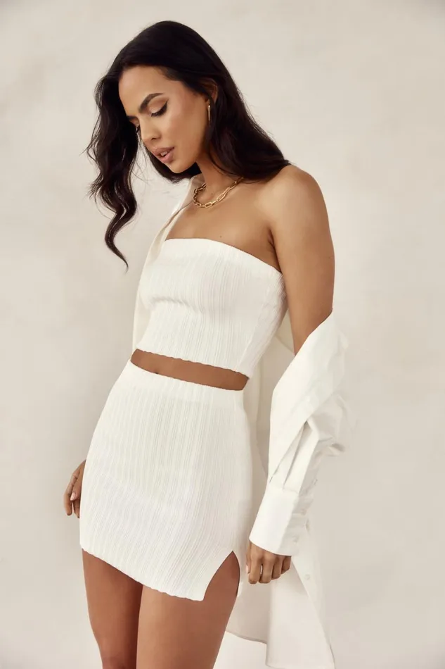 Meshki Skirts Shiloh Low Rise Knit Mini Skirt 8211 Off White Offwhite 8211 Women