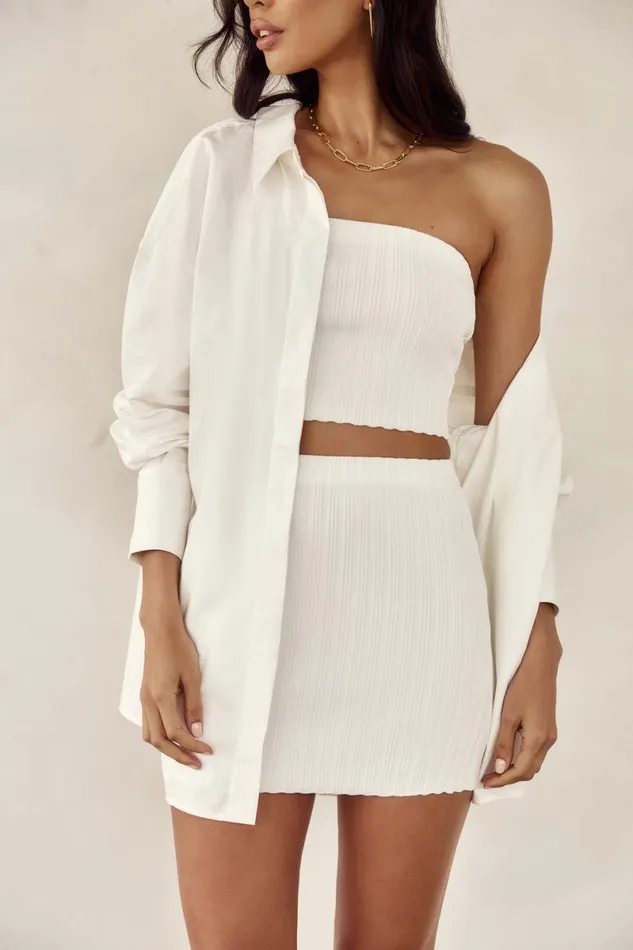 Meshki Skirts Shiloh Low Rise Knit Mini Skirt 8211 Off White Offwhite 8211 Women
