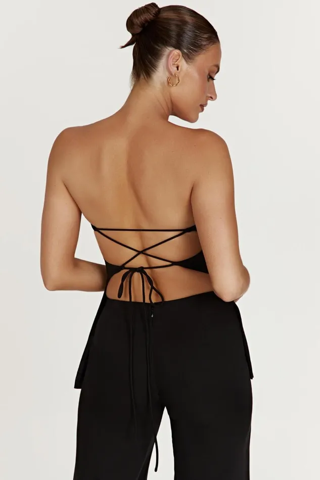 Meshki Sleeveless Tops Astrid Strapless Back Tie Top 8211 Black Black 8211 Women