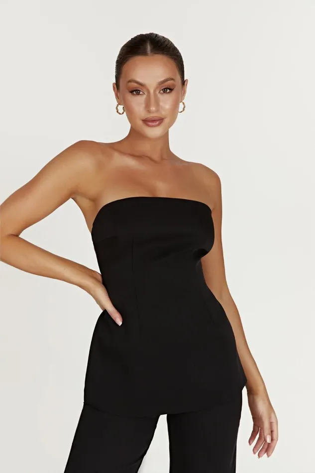 Meshki Sleeveless Tops Astrid Strapless Back Tie Top 8211 Black Black 8211 Women