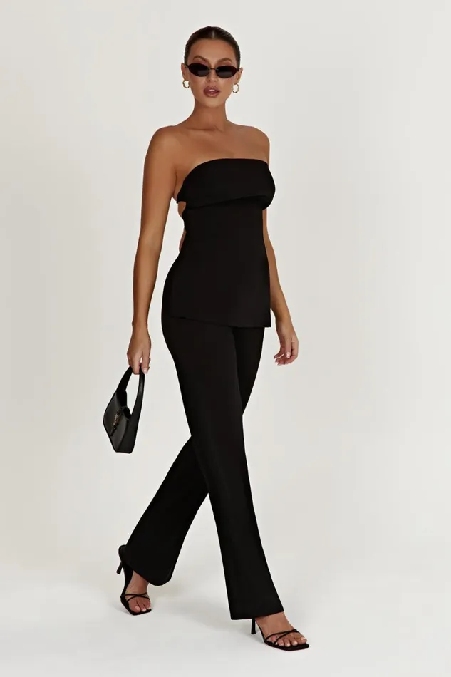 Meshki Sleeveless Tops Astrid Strapless Back Tie Top 8211 Black Black 8211 Women