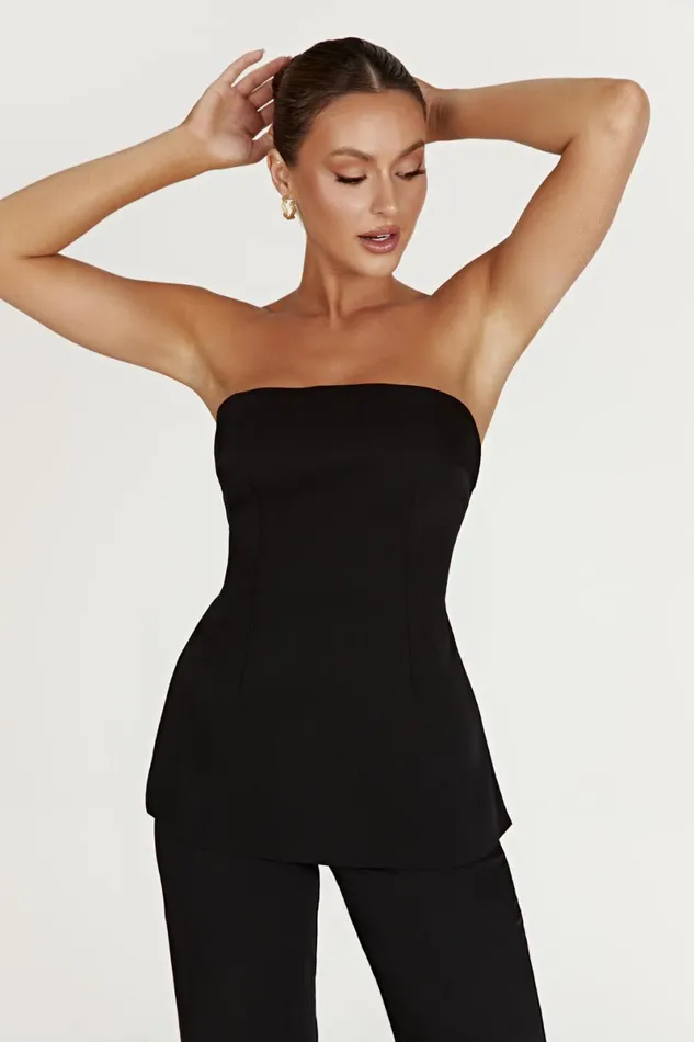 Meshki Sleeveless Tops Astrid Strapless Back Tie Top 8211 Black Black 8211 Women