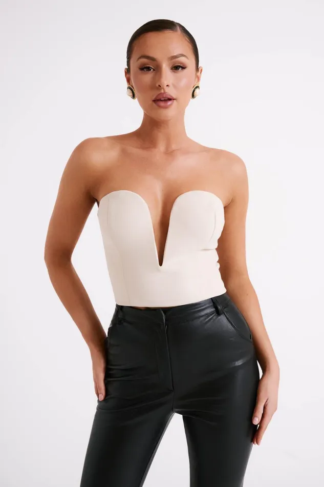 Meshki Sleeveless Tops Dahlia Strapless V Corset 8211 Cream Cream 8211 Women