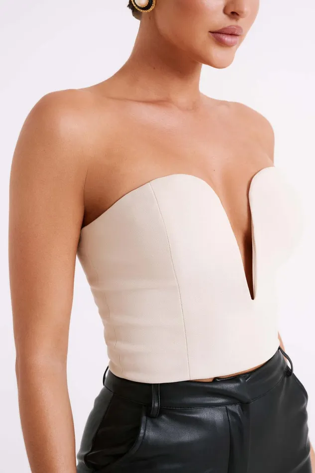 Meshki Sleeveless Tops Dahlia Strapless V Corset 8211 Cream Cream 8211 Women