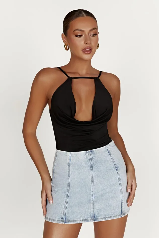 Meshki Sleeveless Tops Deanna Slinky Longline Top 8211 Black Black 8211 Women