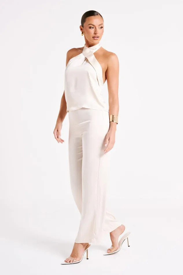 Meshki Sleeveless Tops Elisa Satin Halter Top 8211 Sand Sand 8211 Women
