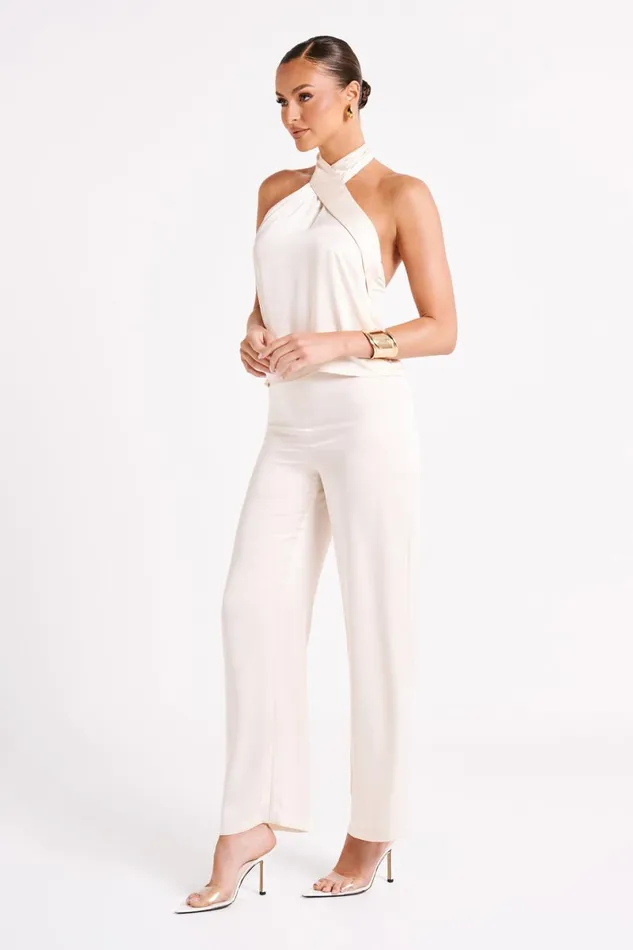 Meshki Sleeveless Tops Elisa Satin Halter Top 8211 Sand Sand 8211 Women