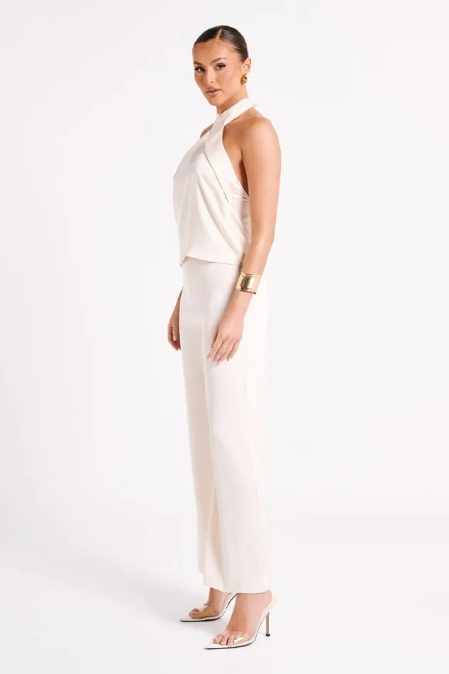 Meshki Sleeveless Tops Elisa Satin Halter Top 8211 Sand Sand 8211 Women
