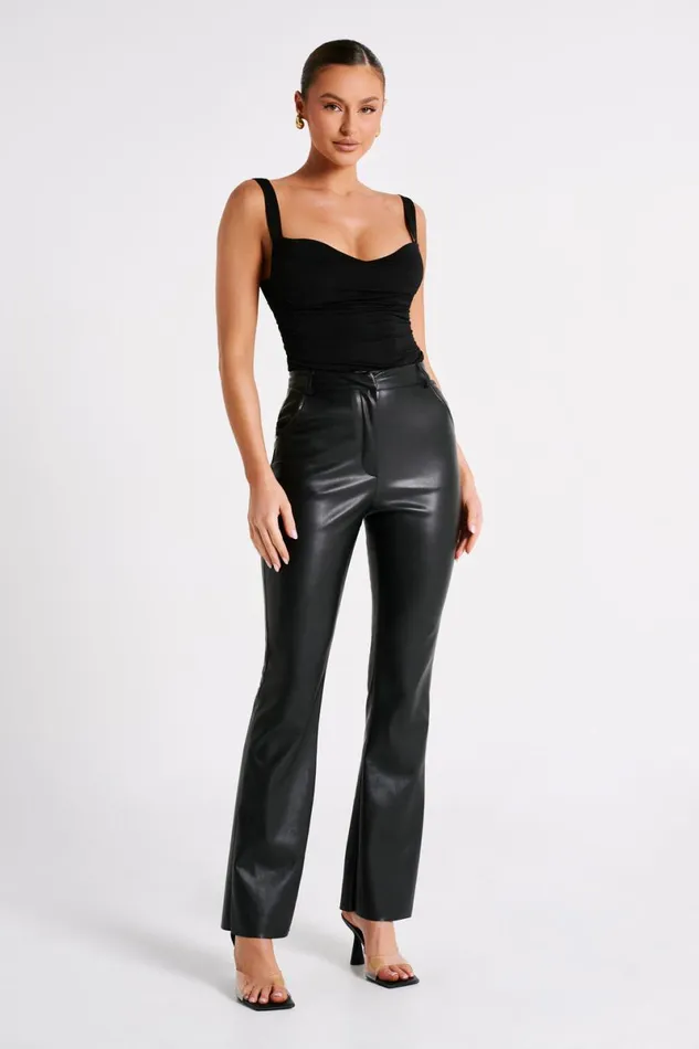 Meshki Sleeveless Tops Hailey Slinky Long Line Sweetheart Top 8211 Black Black 8211 Women