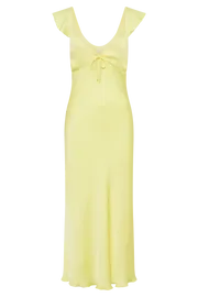 Meshki Summer Dresses Chantal Short Sleeve Satin Midi Dress 8211 Yellow Yellow 8211 Women