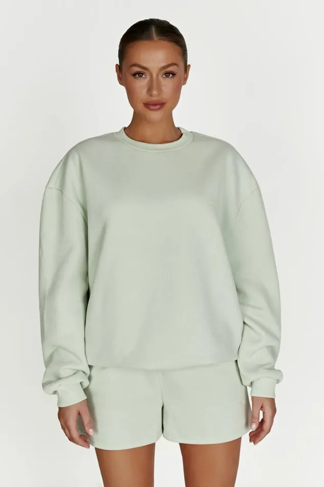 Meshki Sweaters and Hoodies Phoenix Oversized Unisex Crewneck Jumper 8211 Light Sage Lightsage 8211 Women