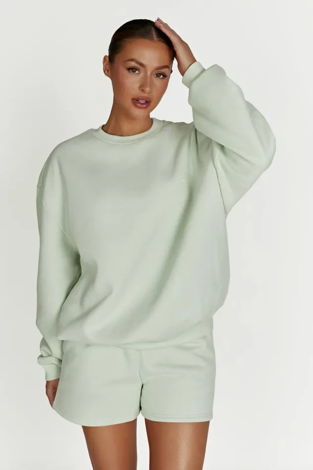 Meshki Sweaters and Hoodies Phoenix Oversized Unisex Crewneck Jumper 8211 Light Sage Lightsage 8211 Women