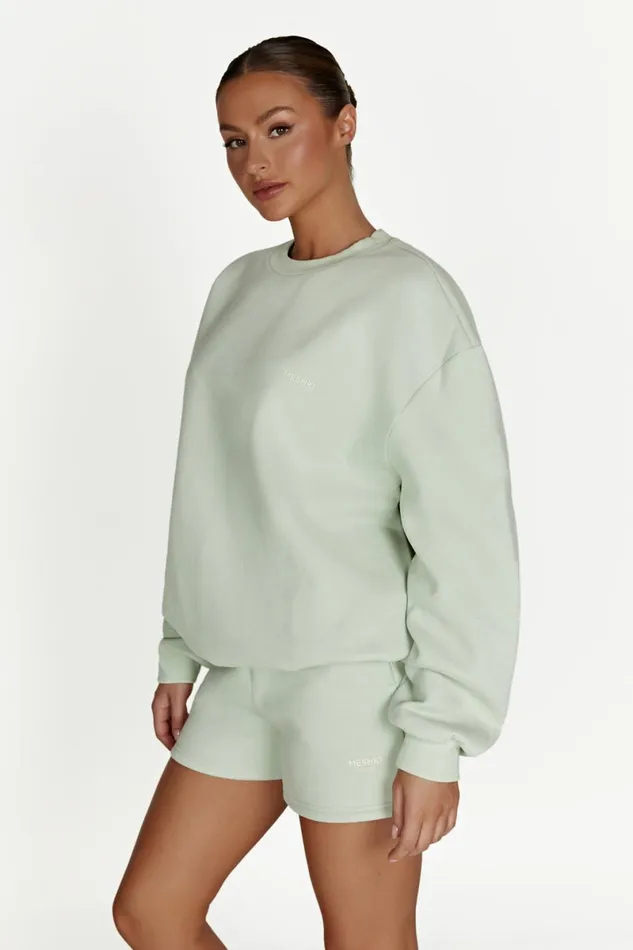 Meshki Sweaters and Hoodies Phoenix Oversized Unisex Crewneck Jumper 8211 Light Sage Lightsage 8211 Women