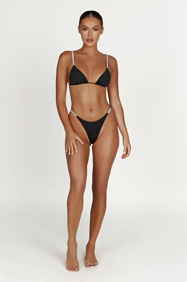 Meshki Swimwear Finley Diamante Band Recycled Bikini Top 8211 Black Black 8211 Women