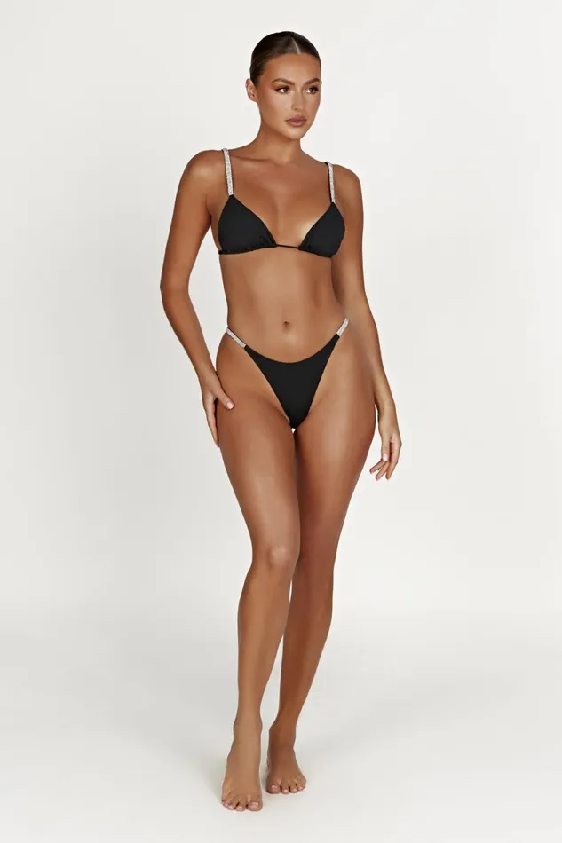 Meshki Swimwear Finley Diamante Band Recycled Bikini Top 8211 Black Black 8211 Women