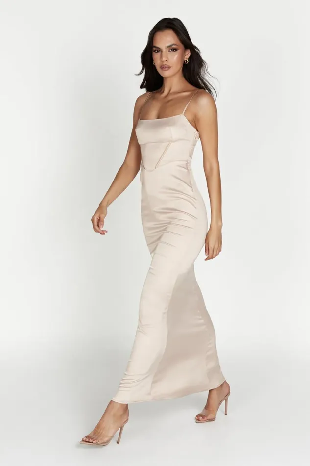 Meshki Wedding Guests Desirie Corset Maxi Dress 8211 Champagne Champagne 8211 Women