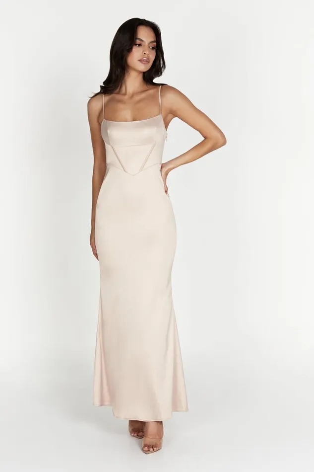 Meshki Wedding Guests Desirie Corset Maxi Dress 8211 Champagne Champagne 8211 Women