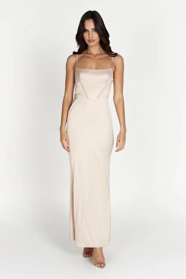 Meshki Wedding Guests Desirie Corset Maxi Dress 8211 Champagne Champagne 8211 Women