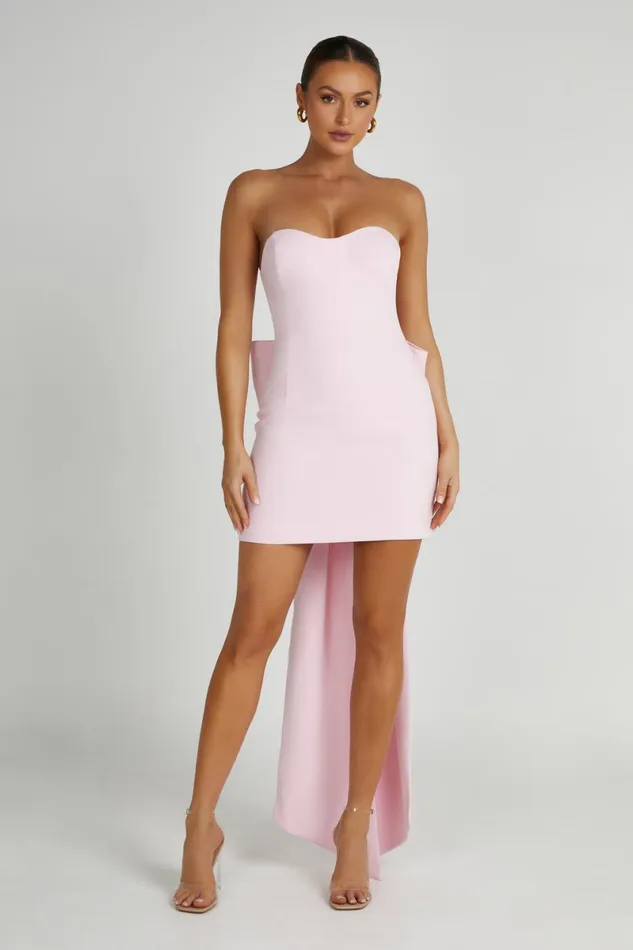 Meshki Wedding Guests Meredith Strapless Bow Mini Dress 8211 Blush Pink Blushpink 8211 Women