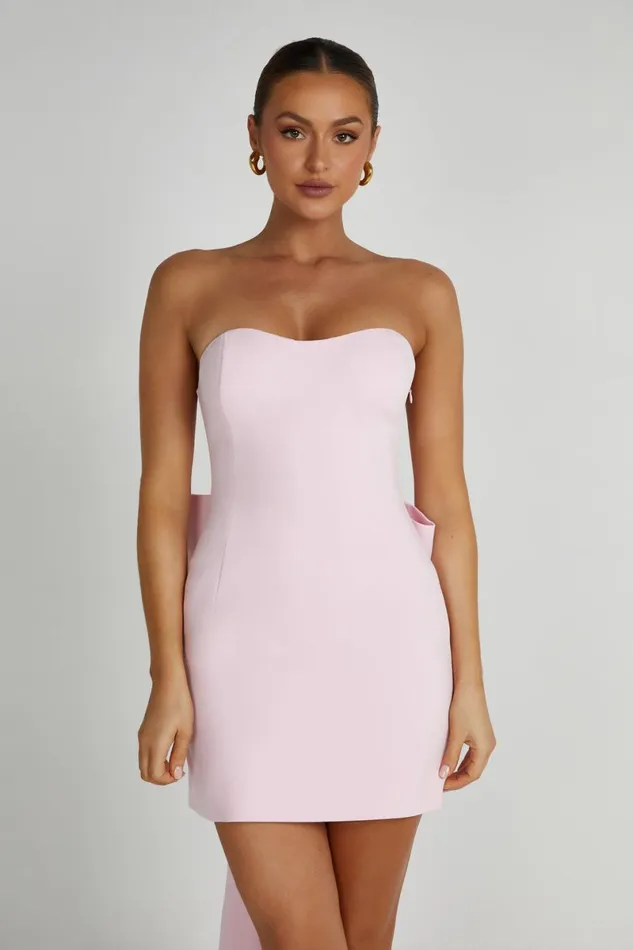 Meshki Wedding Guests Meredith Strapless Bow Mini Dress 8211 Blush Pink Blushpink 8211 Women