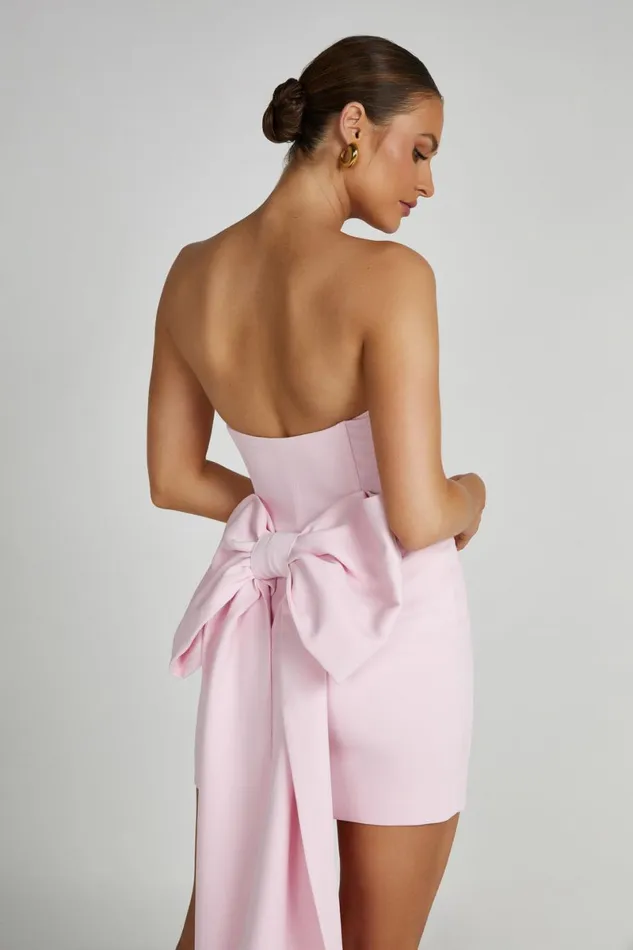 Meshki Wedding Guests Meredith Strapless Bow Mini Dress 8211 Blush Pink Blushpink 8211 Women