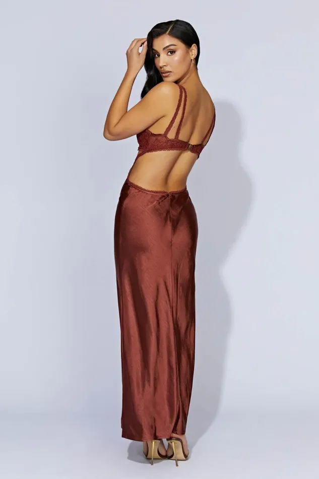 Meshki Wedding Guests Seraphine Lace Maxi Dress 8211 Cherry Chocolate Cherrychocolate 8211 Women