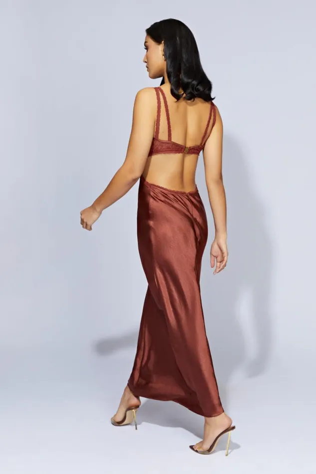 Meshki Wedding Guests Seraphine Lace Maxi Dress 8211 Cherry Chocolate Cherrychocolate 8211 Women