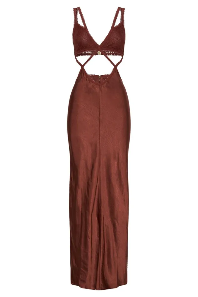 Meshki Wedding Guests Seraphine Lace Maxi Dress 8211 Cherry Chocolate Cherrychocolate 8211 Women