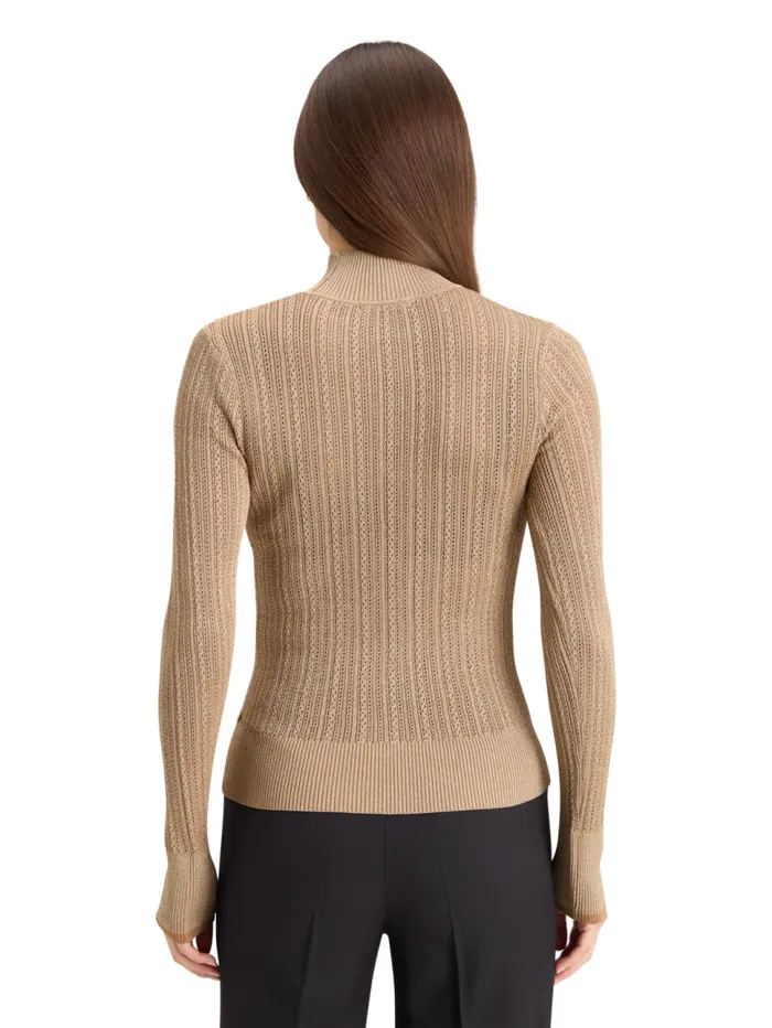 METALLIC POINTELLE FITTED PULLOVER Gold Women Scotch and Soda Sweatshirts and Hoodies METALLIC POINTELLE FITTED PULLOVER Gold Women Scotch and Soda Sweatshirts and Hoodies