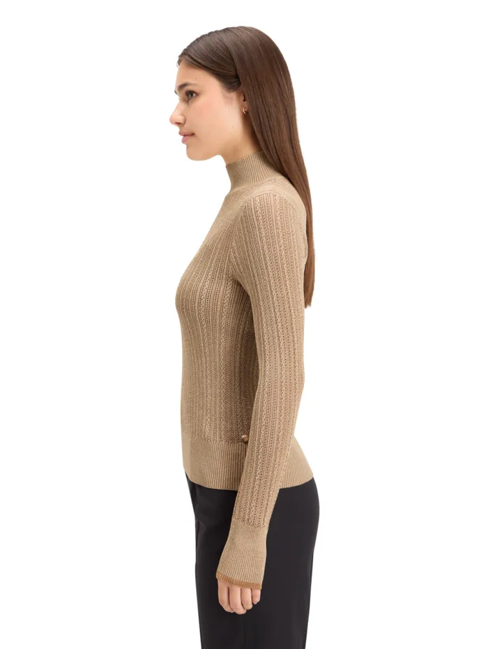 METALLIC POINTELLE FITTED PULLOVER Gold Women Scotch and Soda Sweatshirts and Hoodies METALLIC POINTELLE FITTED PULLOVER Gold Women Scotch and Soda Sweatshirts and Hoodies