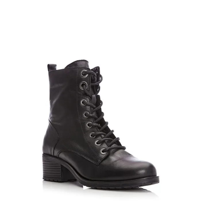 MidCalf Boots Women Moda In Pelle Bezzie Black Leather