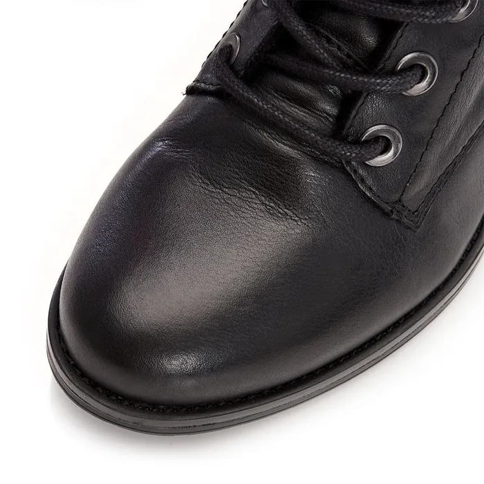 MidCalf Boots Women Moda In Pelle Bezzie Black Leather