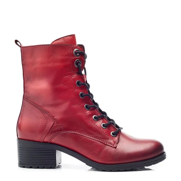 MidCalf Boots Women Moda In Pelle Bezzie Dark Red Leather