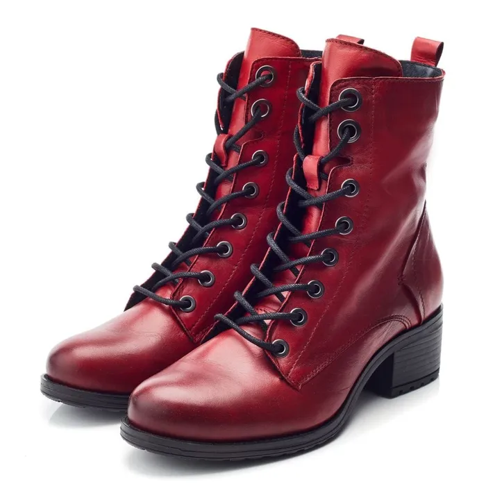 MidCalf Boots Women Moda In Pelle Bezzie Dark Red Leather