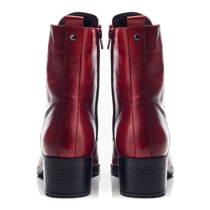 MidCalf Boots Women Moda In Pelle Bezzie Dark Red Leather