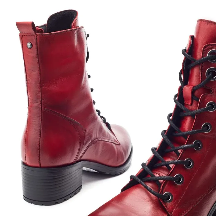 MidCalf Boots Women Moda In Pelle Bezzie Dark Red Leather