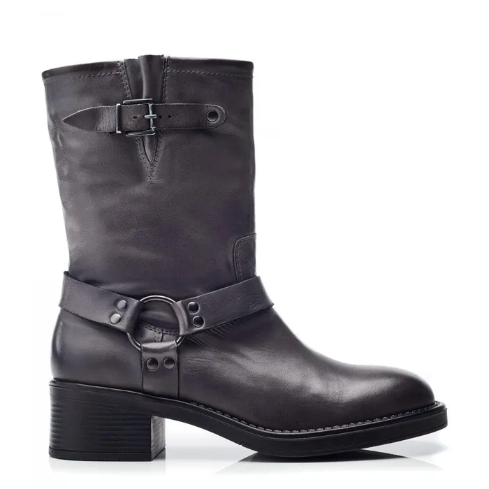 MidCalf Boots Women Moda In Pelle Brecken Grey Leather