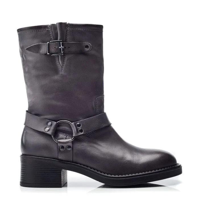 MidCalf Boots Women Moda In Pelle Brecken Grey Leather