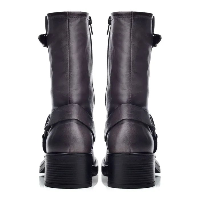 MidCalf Boots Women Moda In Pelle Brecken Grey Leather