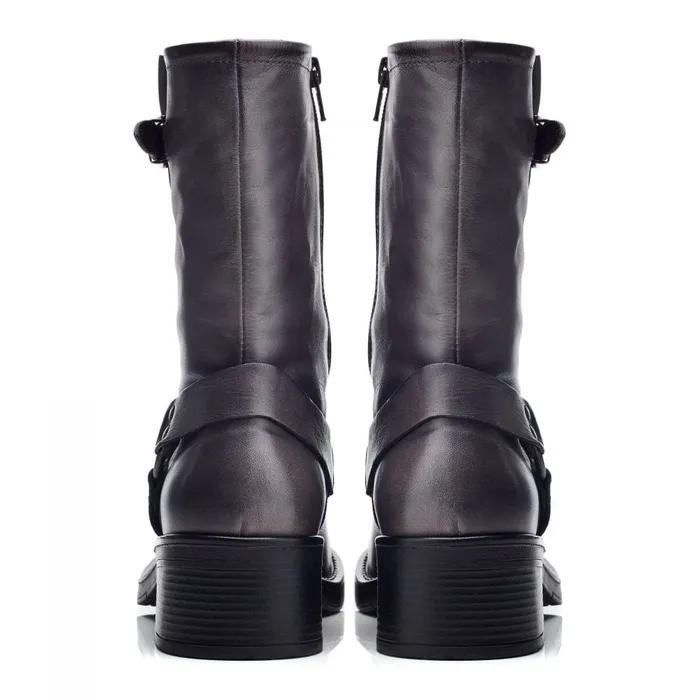 MidCalf Boots Women Moda In Pelle Brecken Grey Leather