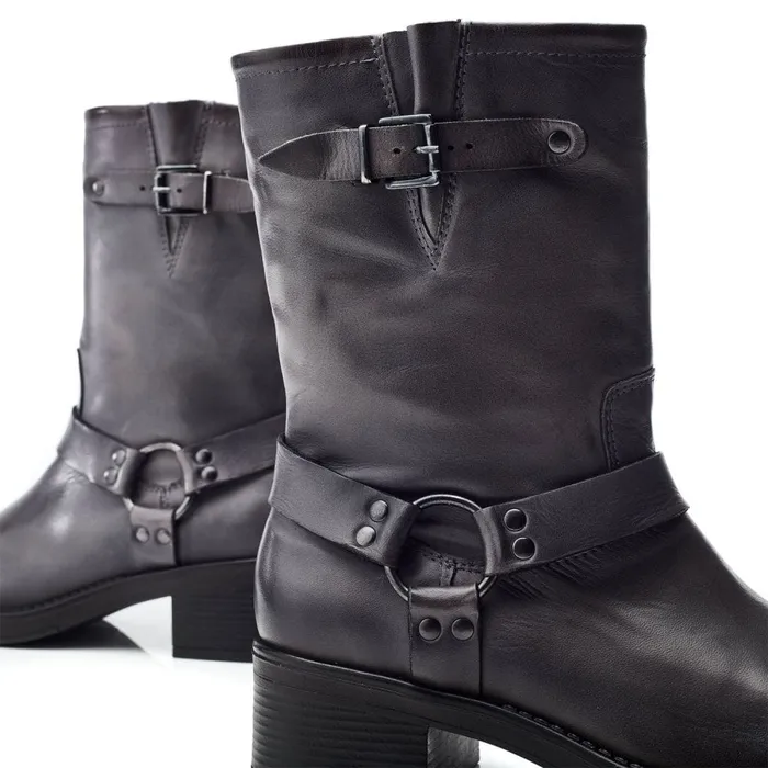 MidCalf Boots Women Moda In Pelle Brecken Grey Leather